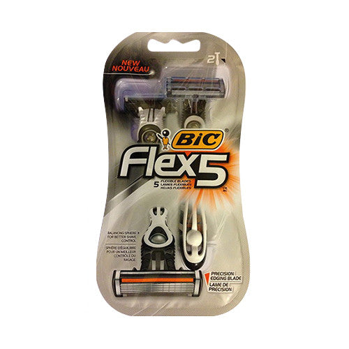 BiC Flex 5 Mens Shaver 5 Bladed Razor Heads - 2 ea